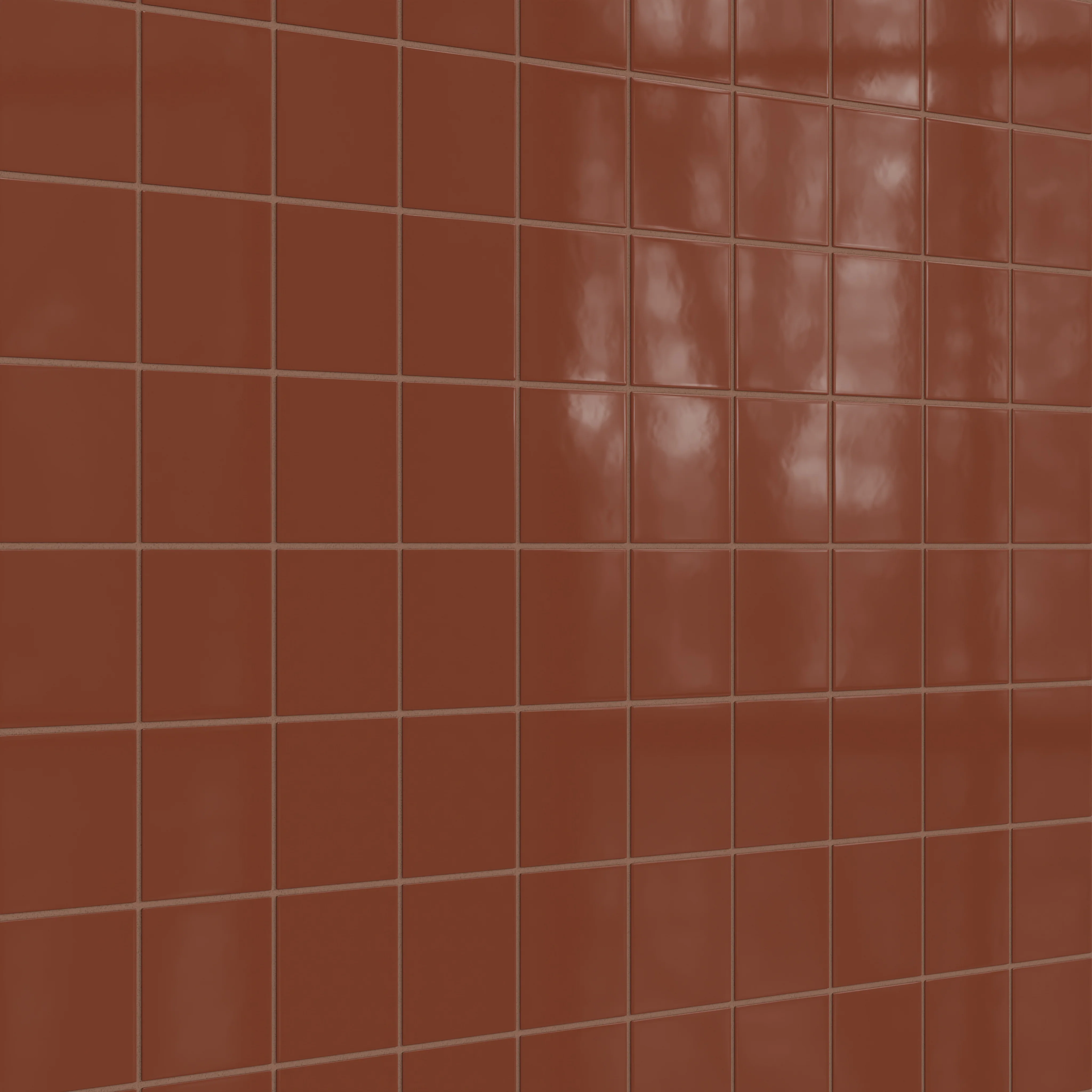 4x4 Natural Press Ceramic Tile in Red Iron Oxide Gloss - Rockland Interiors Inc.