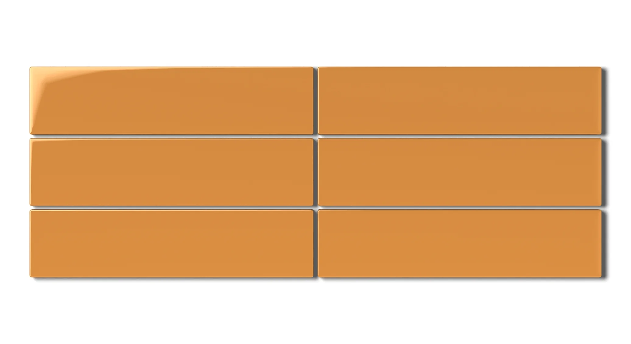 2x8 Natural Press Ceramic Tile in Yellow Ochre Gloss - Rockland Interiors Inc.