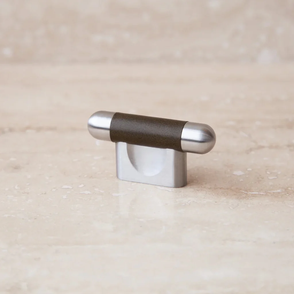 Mineral Leather Wrapped Metal Knob - Rockland Interiors Inc.