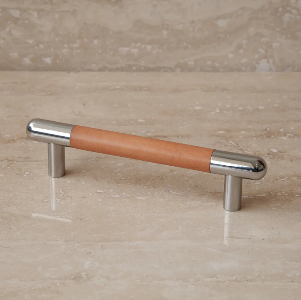 Mineral Leather Wrapped Metal Bar Pull - Rockland Interiors Inc.