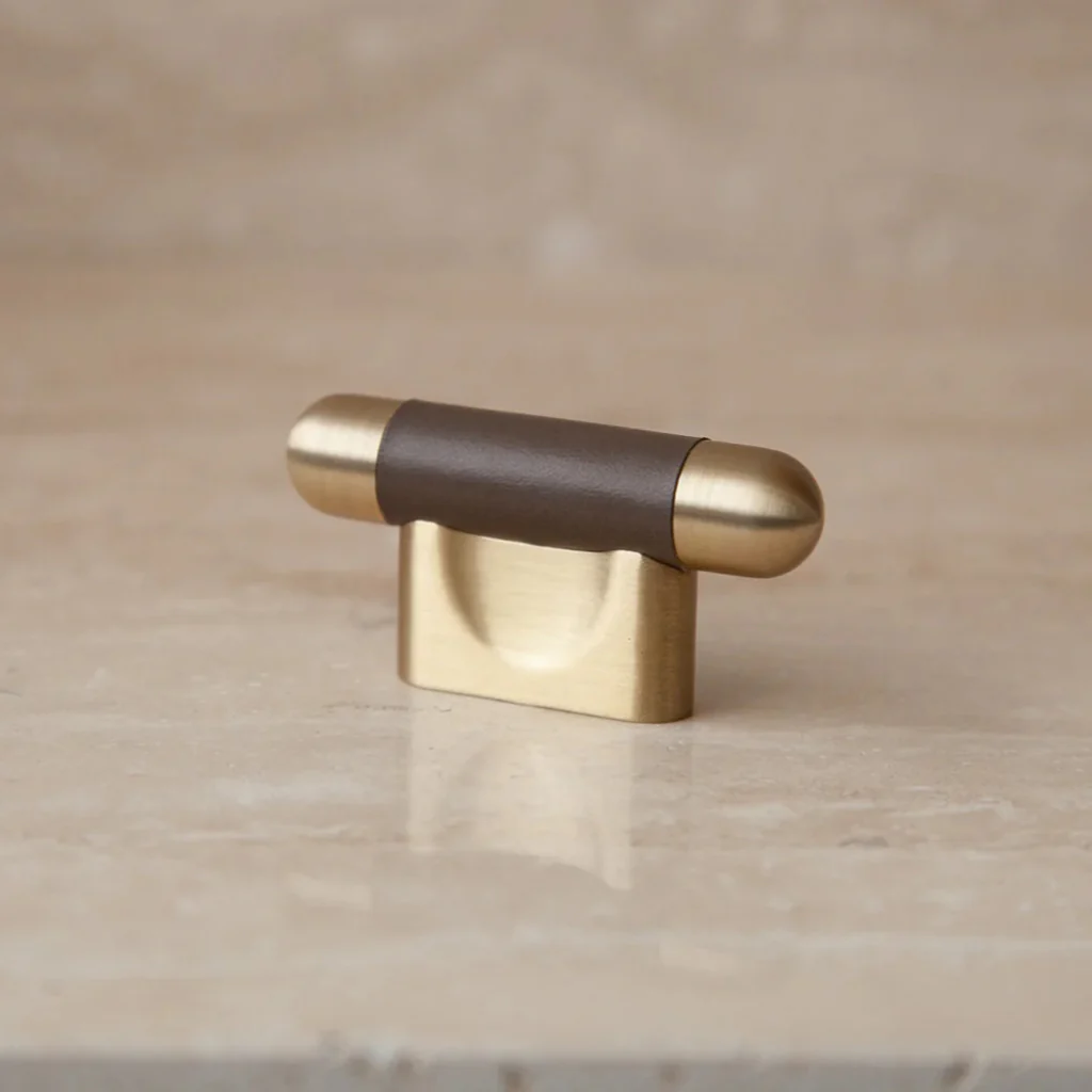 Mineral Leather Wrapped Metal Knob - Rockland Interiors Inc.