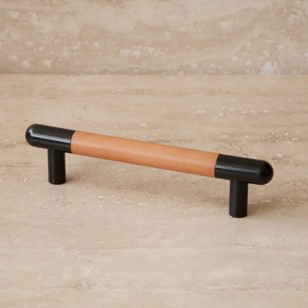 Mineral Leather Wrapped Metal Bar Pull - Rockland Interiors Inc.