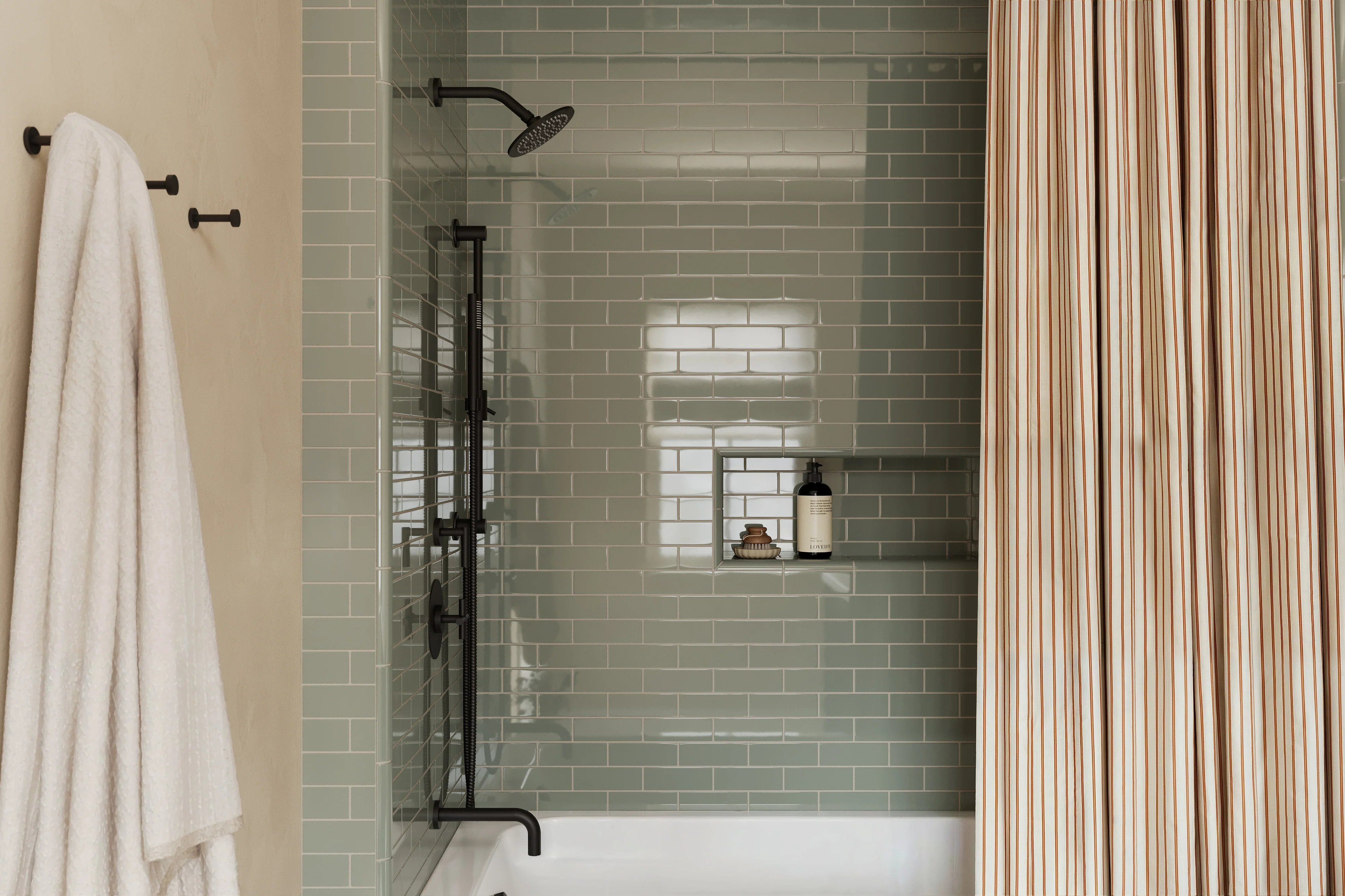 2x6 Natural Press Ceramic Tile in Terre Verte Gloss - Rockland Interiors Inc.