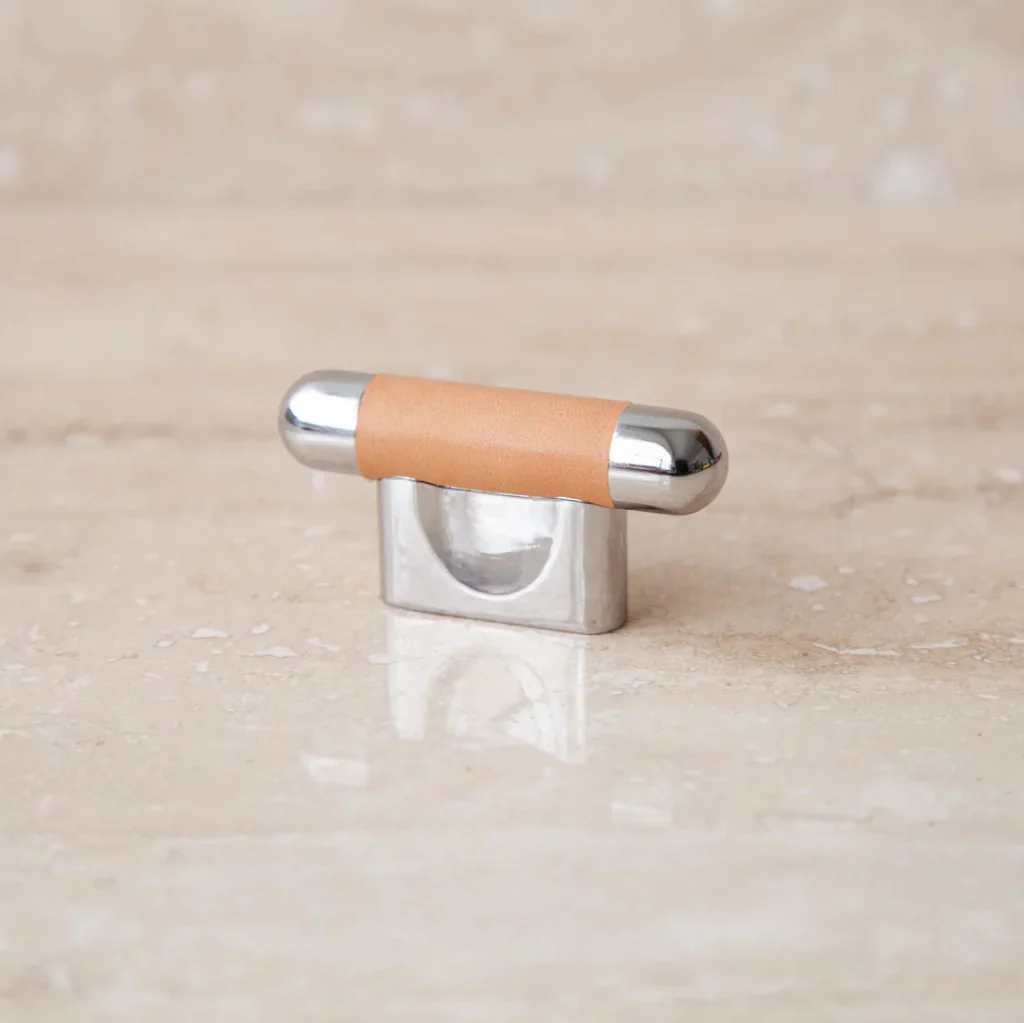Mineral Leather Wrapped Metal Knob - Rockland Interiors Inc.