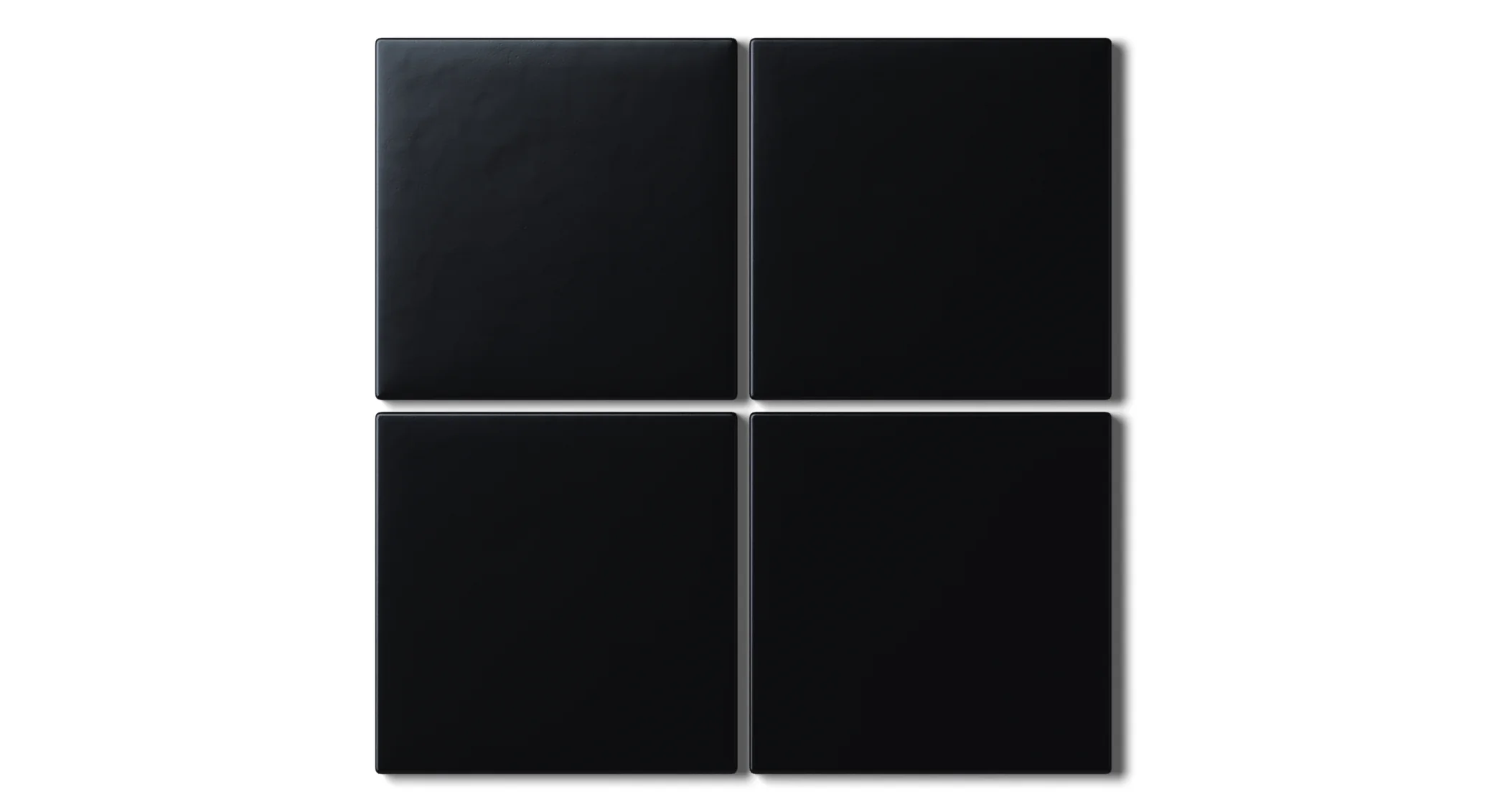 4x4 Natural Press Ceramic Tile in Bone Black Matte - Rockland Interiors Inc.