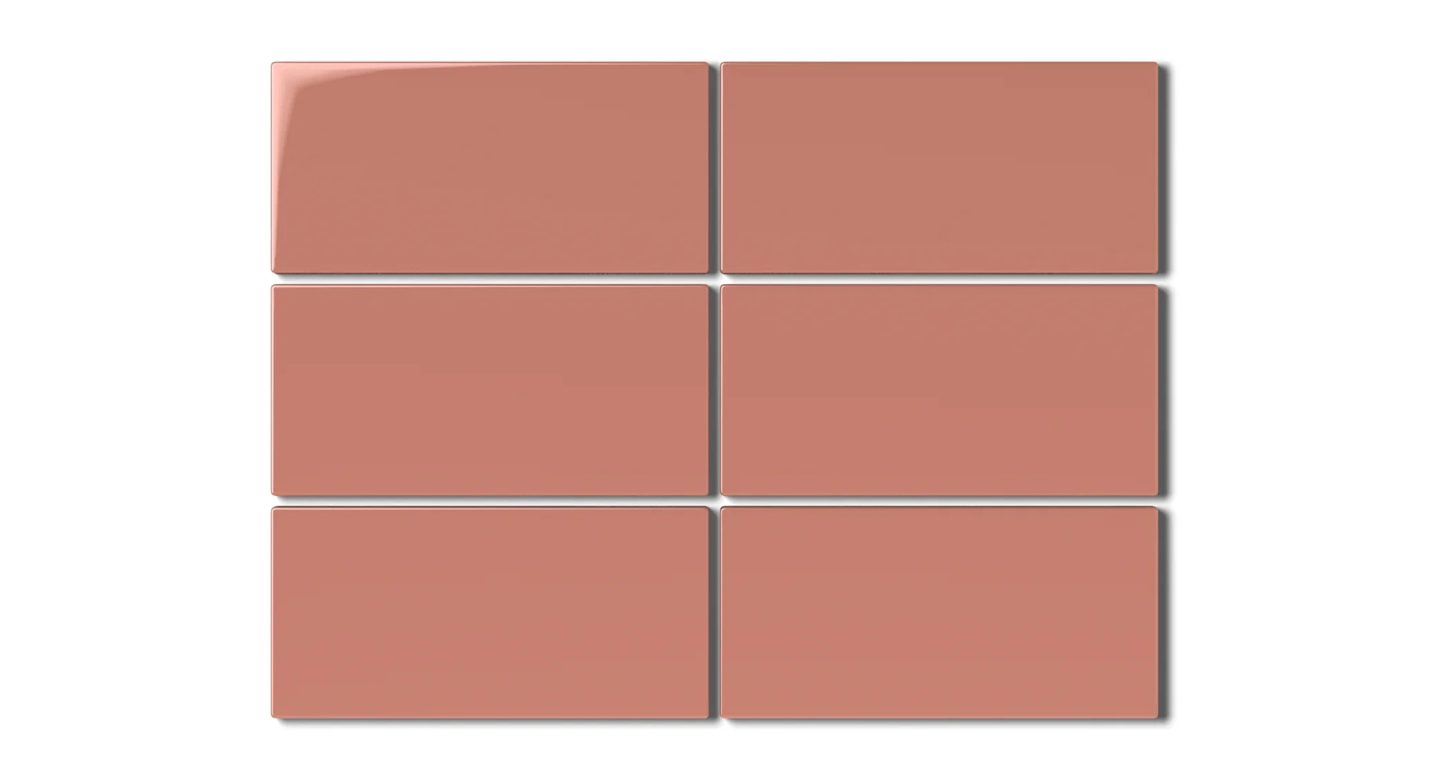 3x6 Natural Press Ceramic Tile in Madder Red Gloss - Rockland Interiors Inc.