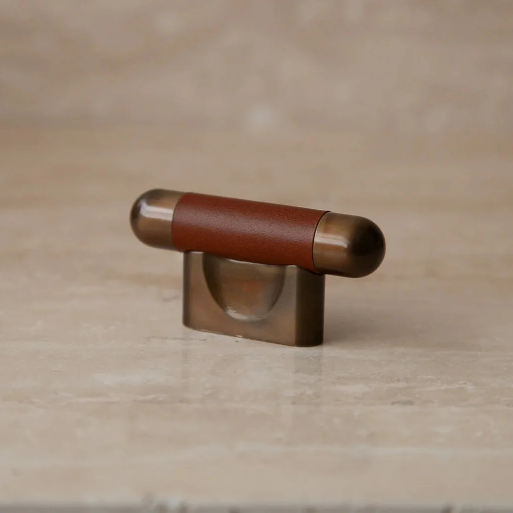 Mineral Leather Wrapped Metal Knob - Rockland Interiors Inc.