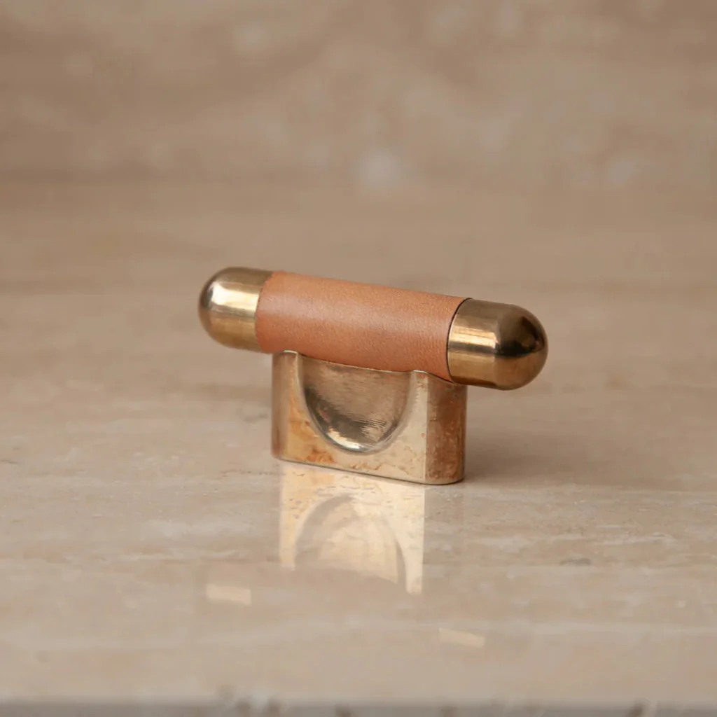 Mineral Leather Wrapped Metal Knob - Rockland Interiors Inc.