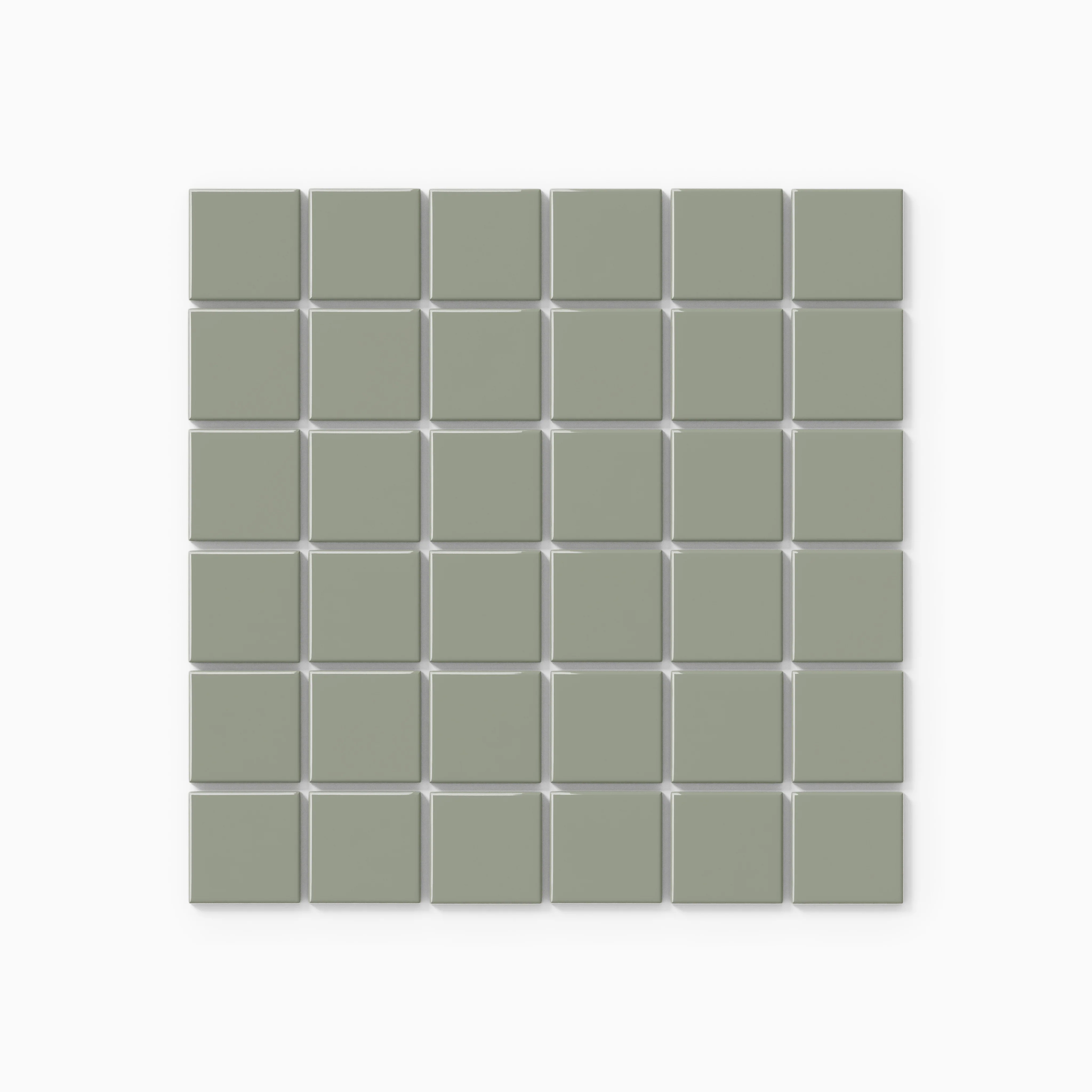 2x2 Straight Set Sheeted Natural Press Ceramic Mosaic Tile in Terre Verte Gloss - Rockland Interiors Inc.