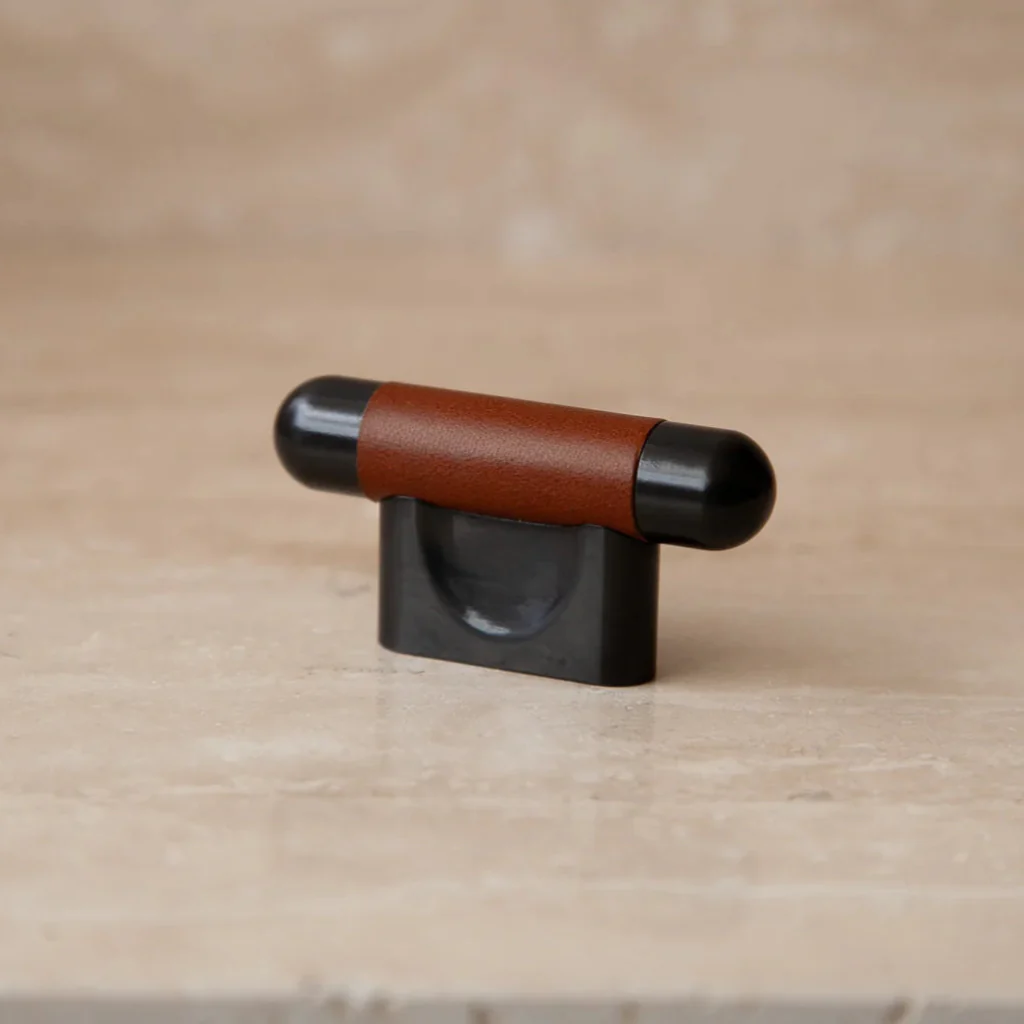 Mineral Leather Wrapped Metal Knob - Rockland Interiors Inc.