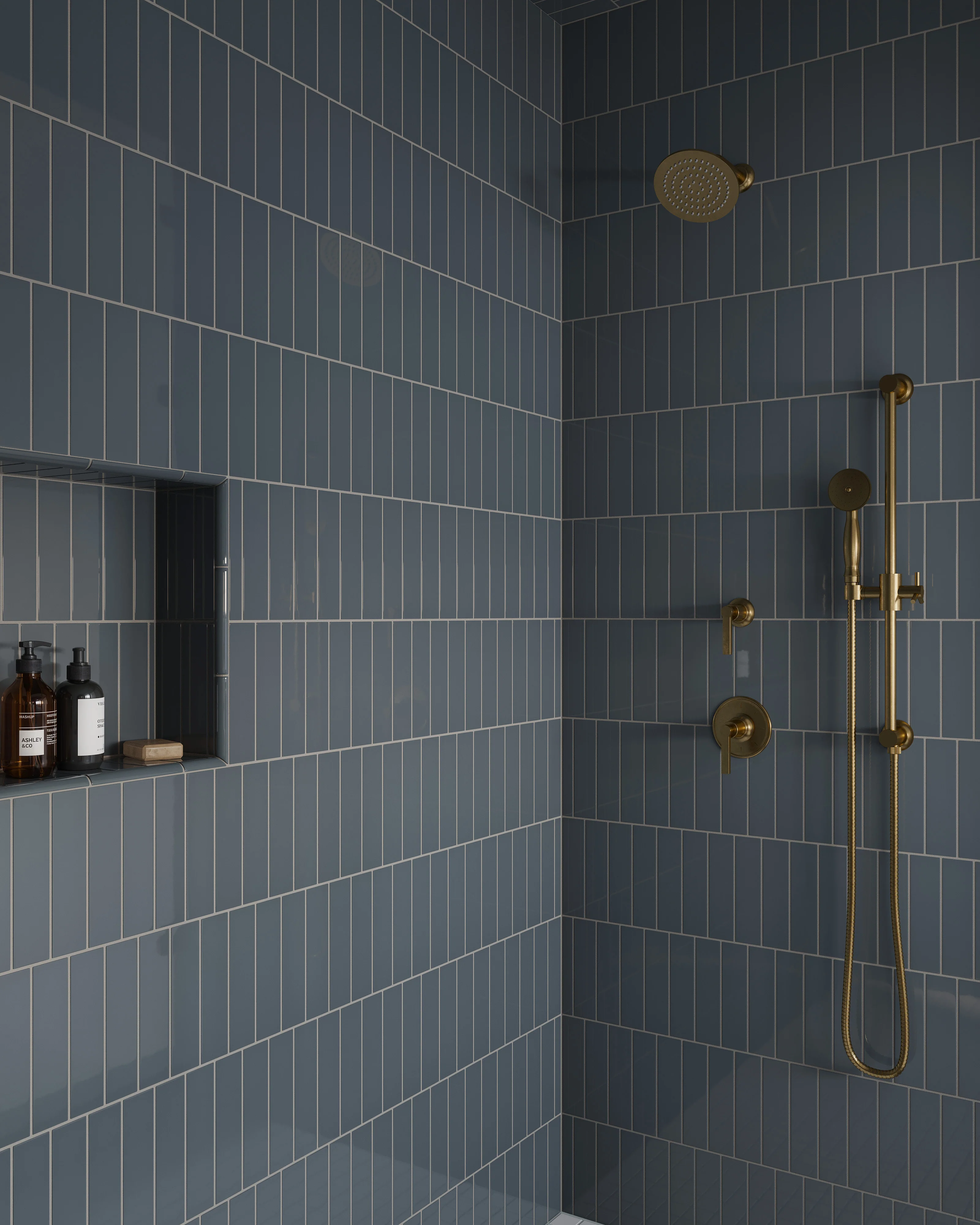 2x8 Natural Press Ceramic Tile in Indigo Gloss - Rockland Interiors Inc.