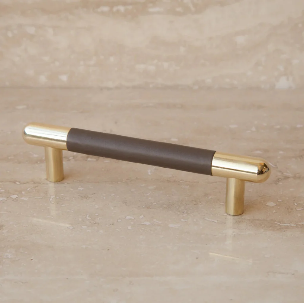 Mineral Leather Wrapped Metal Bar Pull - Rockland Interiors Inc.