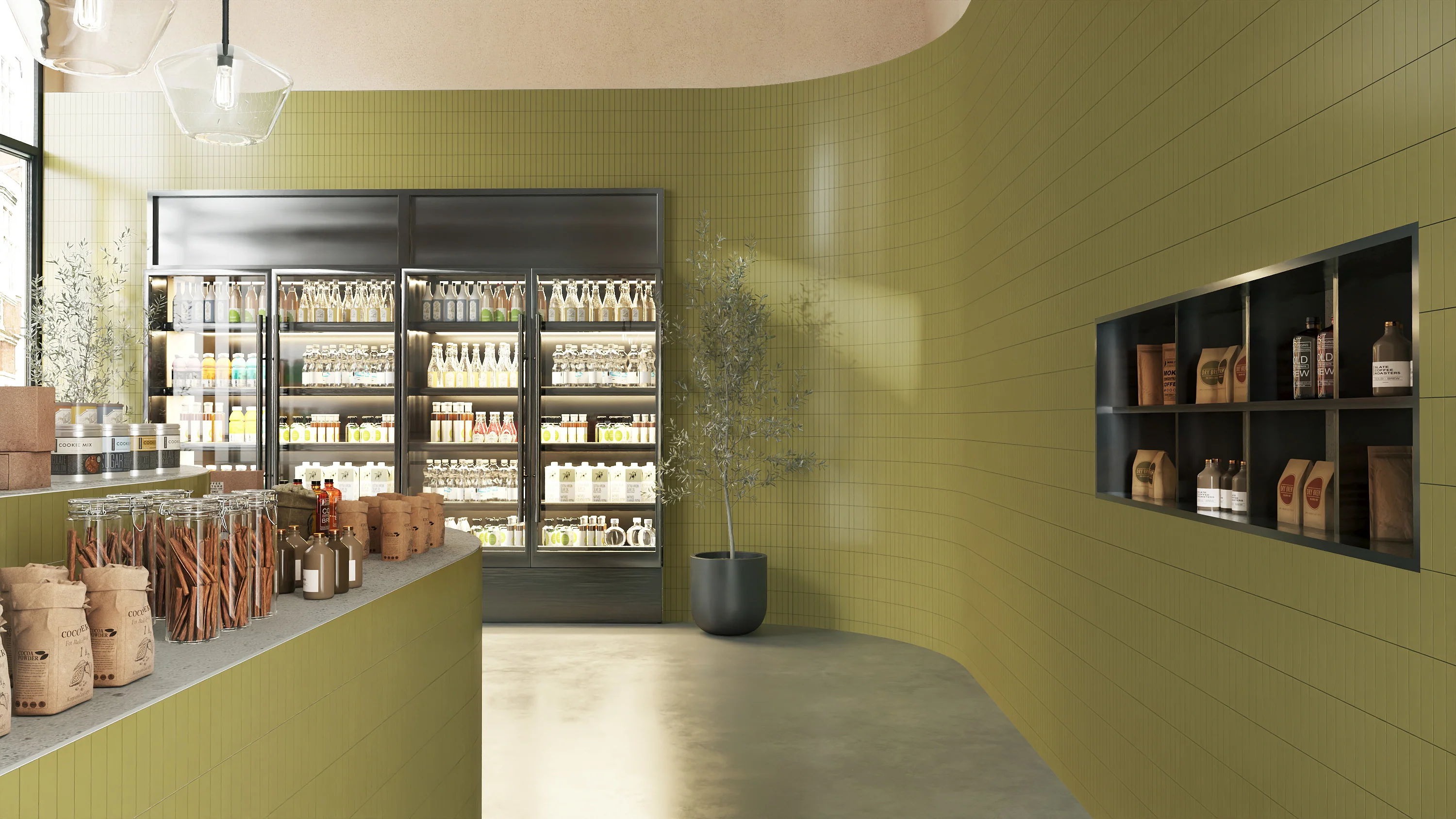2x8 Natural Press Ceramic Tile in Sap Green Matte - Rockland Interiors Inc.
