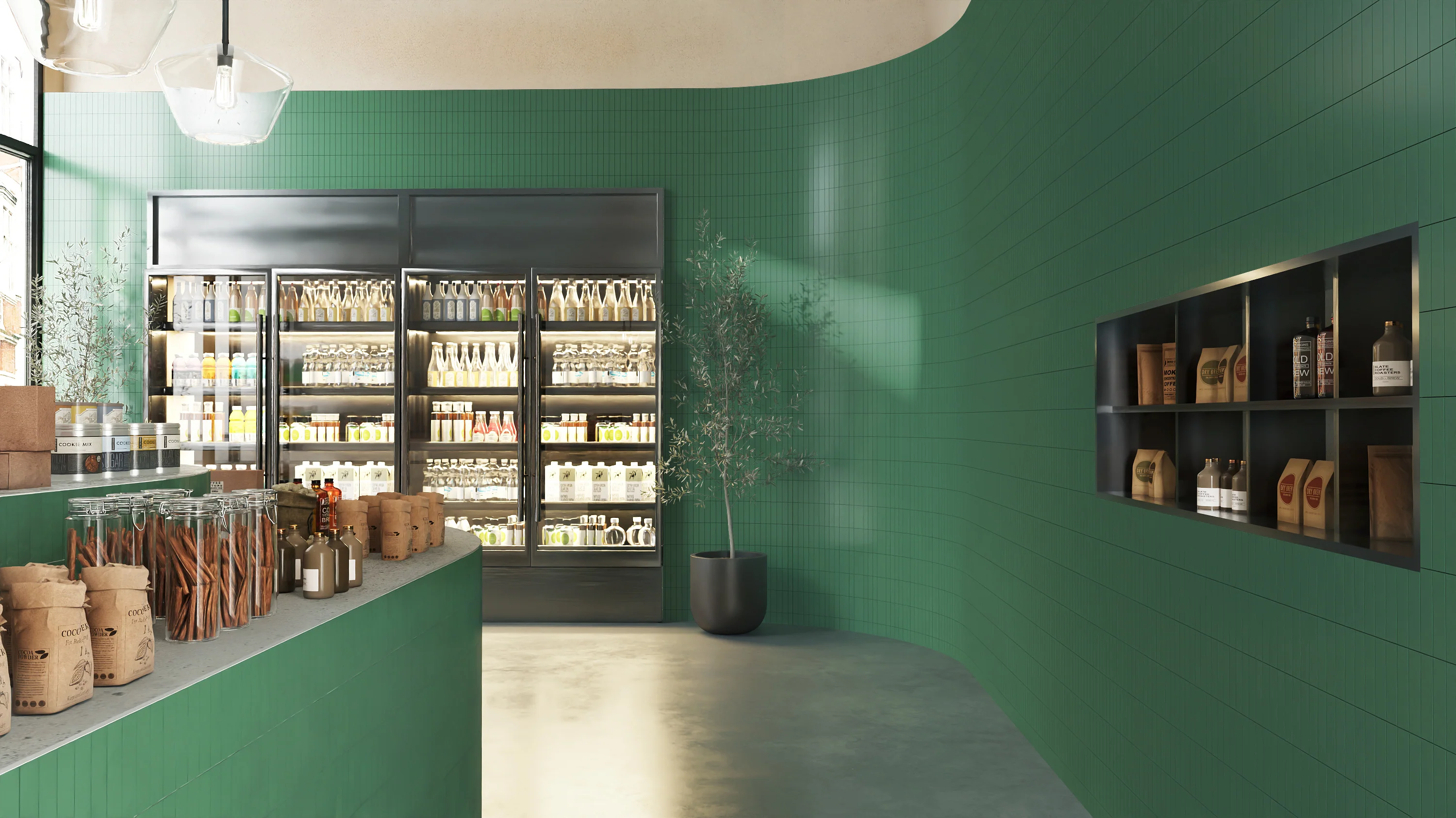 2x8 Natural Press Ceramic Tile in Viridian Matte - Rockland Interiors Inc.