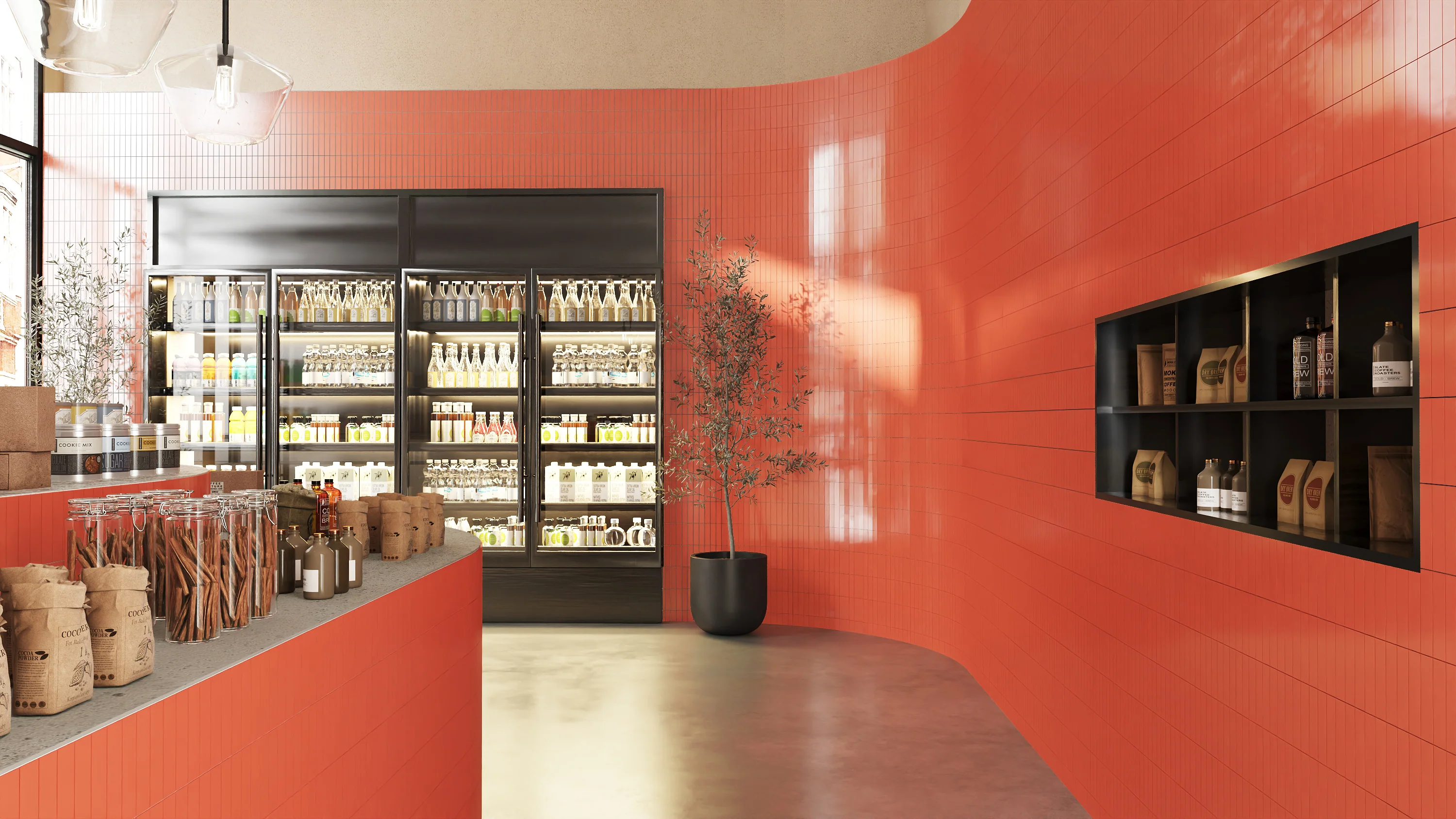 2x8 Natural Press Ceramic Tile in Vermillion Gloss - Rockland Interiors Inc.