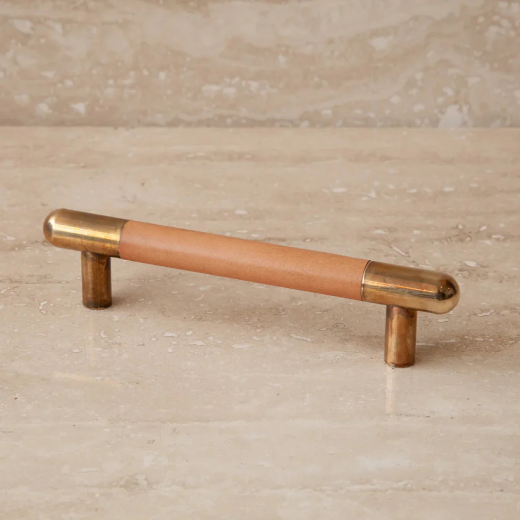 Mineral Leather Wrapped Metal Bar Pull - Rockland Interiors Inc.