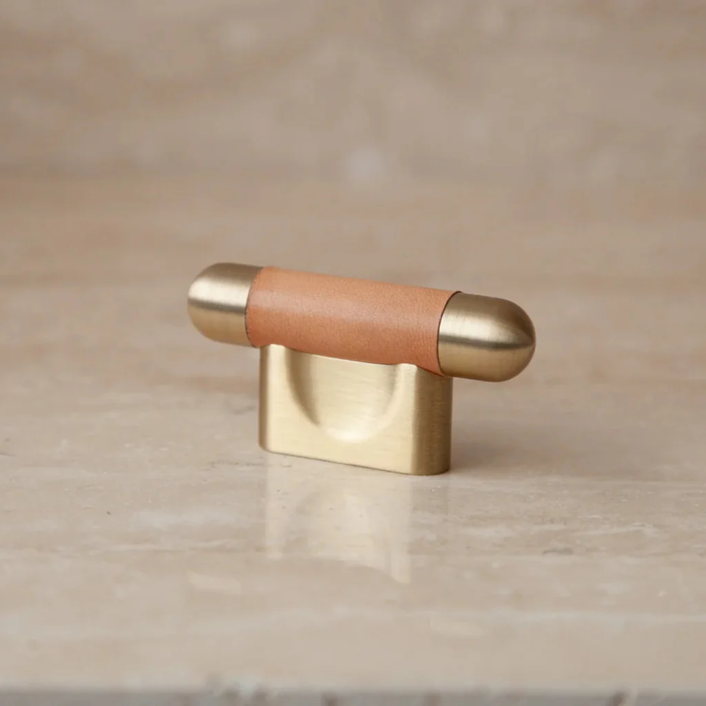 Mineral Leather Wrapped Metal Knob - Rockland Interiors Inc.