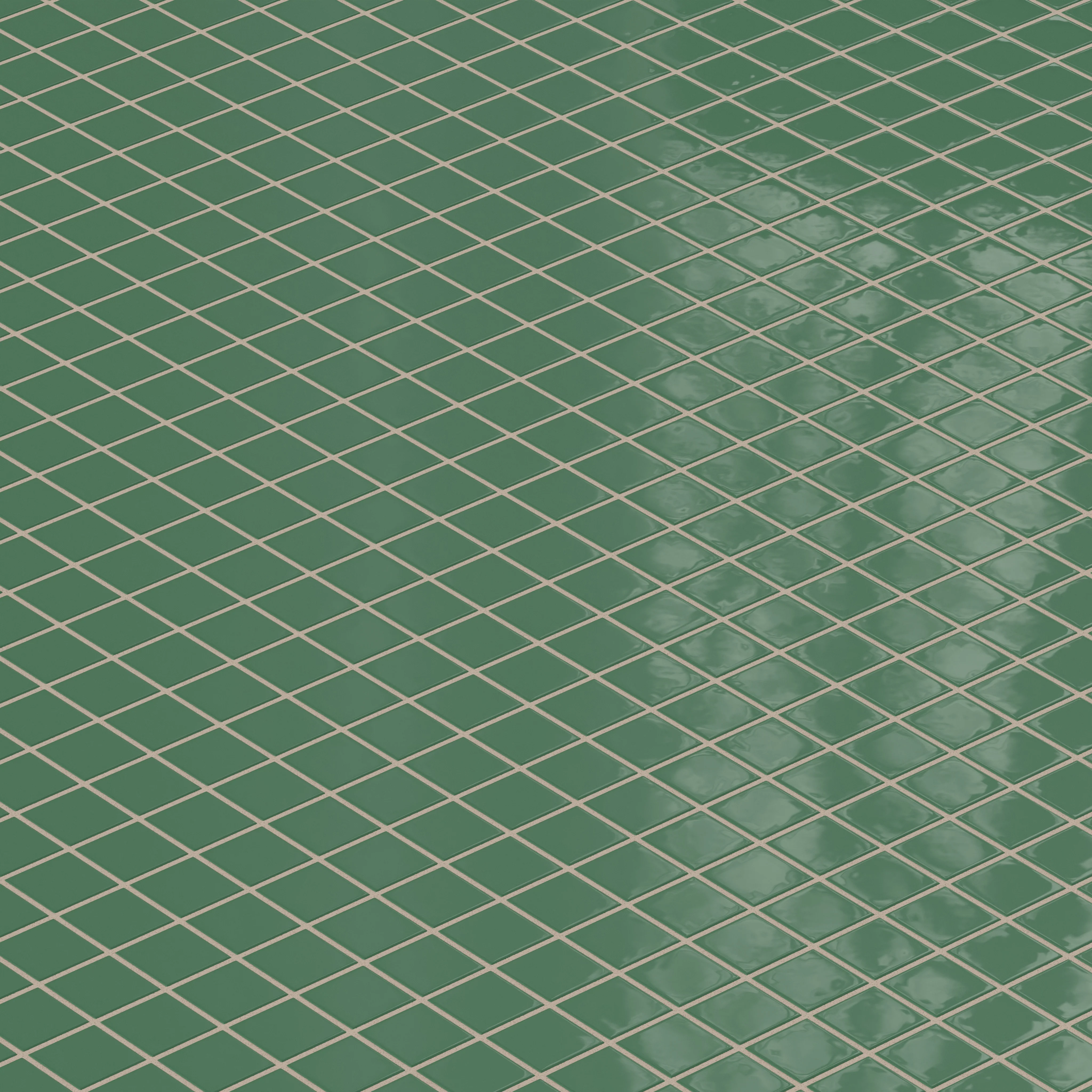 2x2 Straight Set Sheeted Natural Press Ceramic Mosaic Tile in Viridian Gloss - Rockland Interiors Inc.