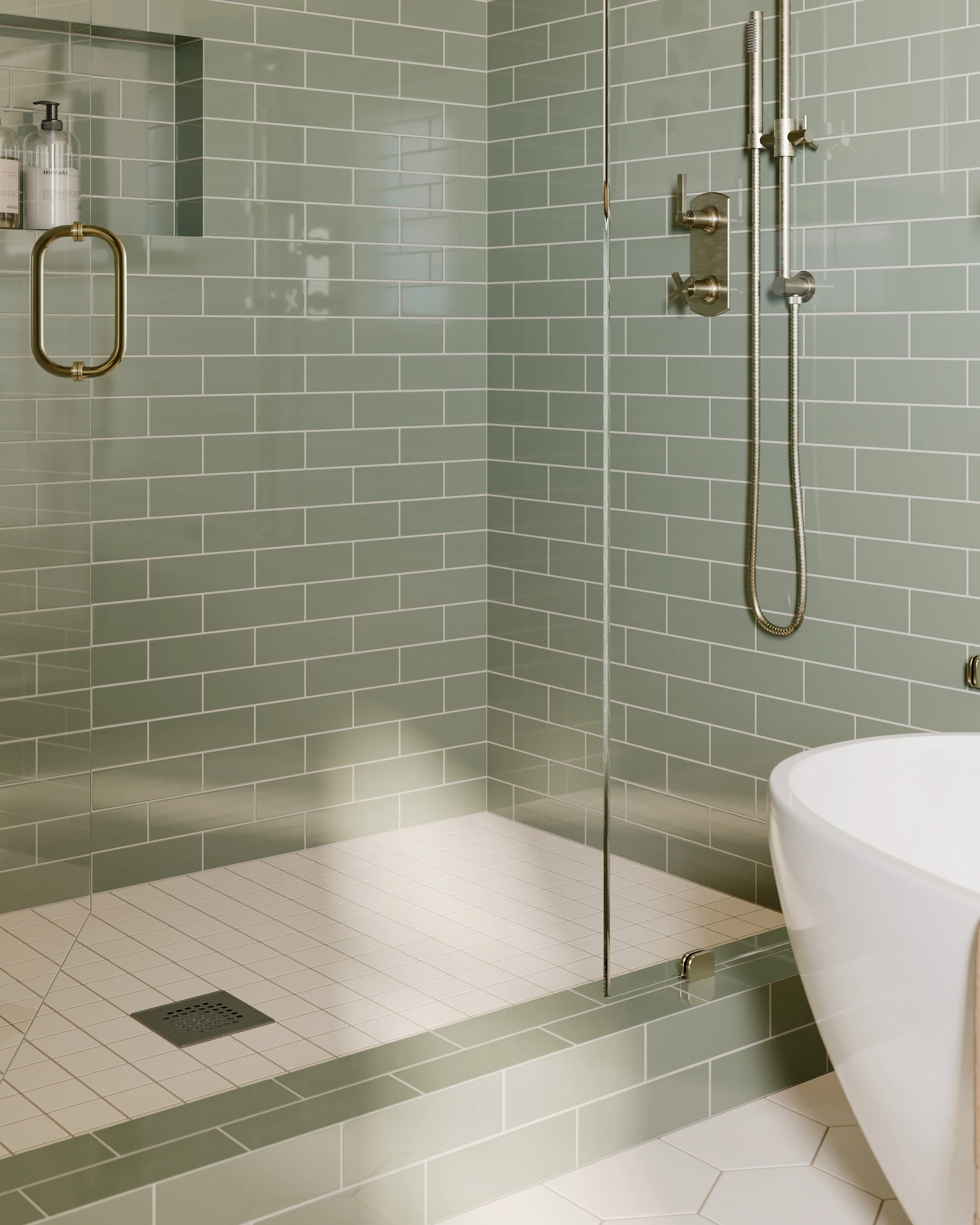 3x3 Straight Set Sheeted Natural Press Ceramic Mosaic Tile in Pearl Matte - Rockland Interiors Inc.