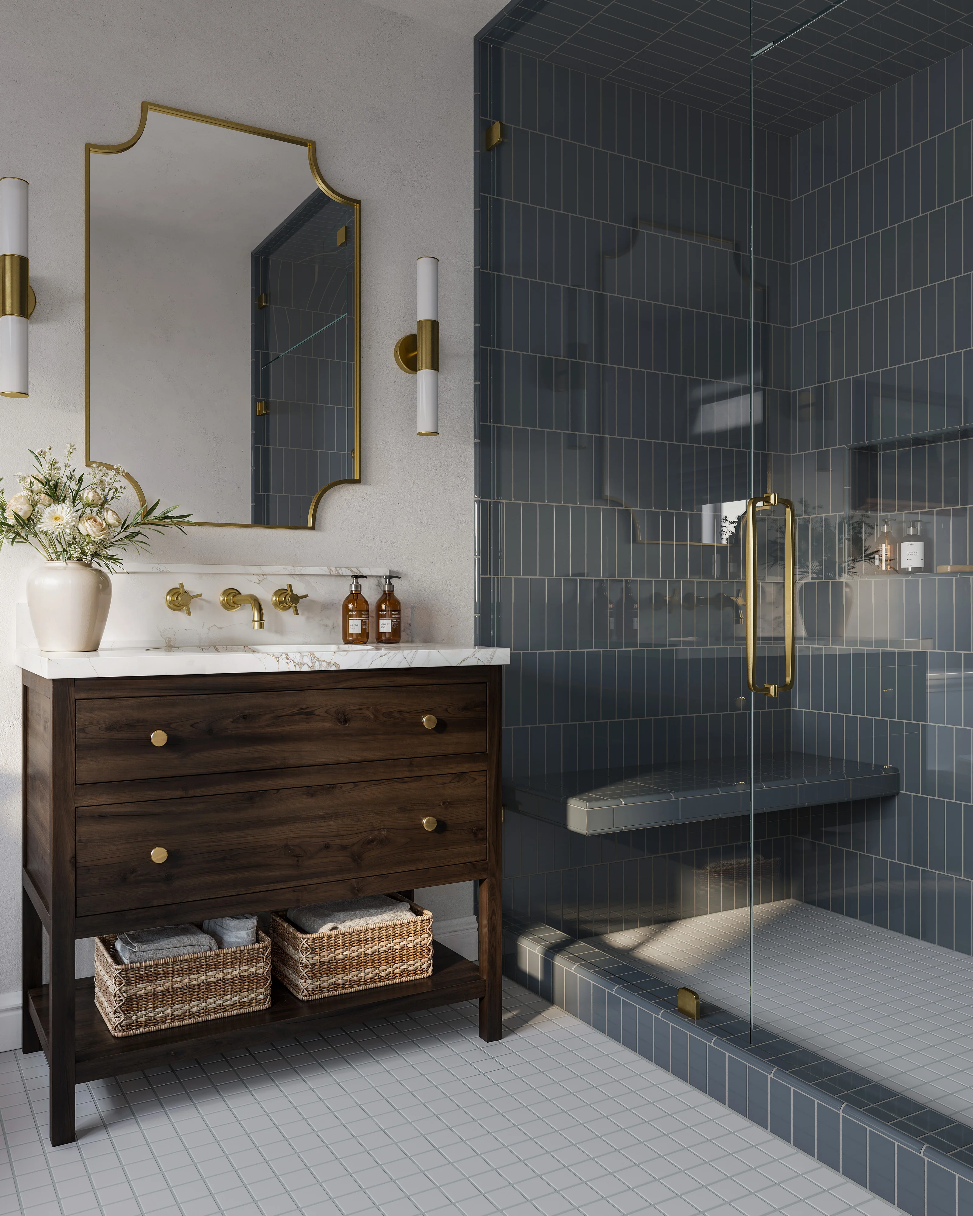 2x8 Natural Press Ceramic Tile in Indigo Gloss - Rockland Interiors Inc.