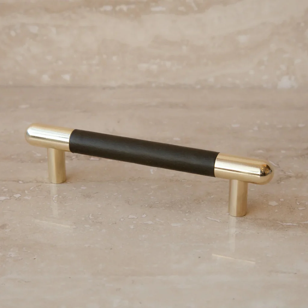 Mineral Leather Wrapped Metal Bar Pull - Rockland Interiors Inc.