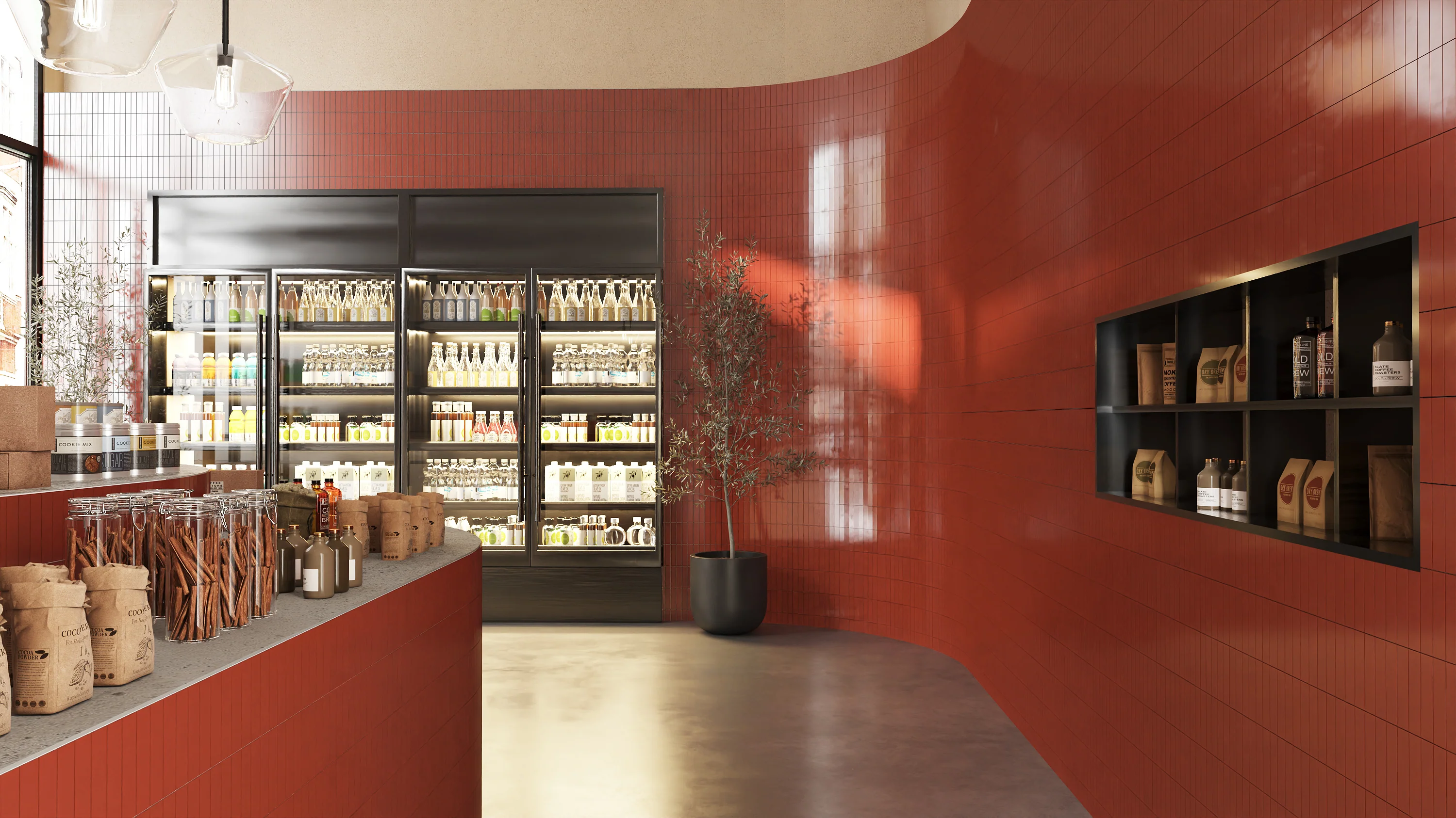 2x8 Natural Press Ceramic Tile in Carmine Gloss - Rockland Interiors Inc.
