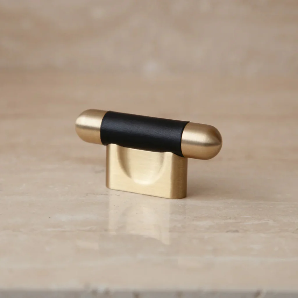 Mineral Leather Wrapped Metal Knob - Rockland Interiors Inc.