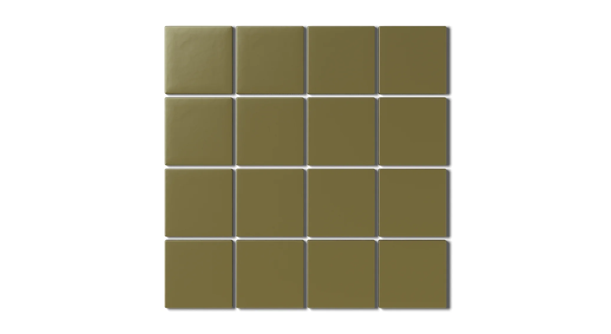 3x3 Straight Set Sheeted Natural Press Ceramic Mosaic Tile in Sap Green Matte - Rockland Interiors Inc.