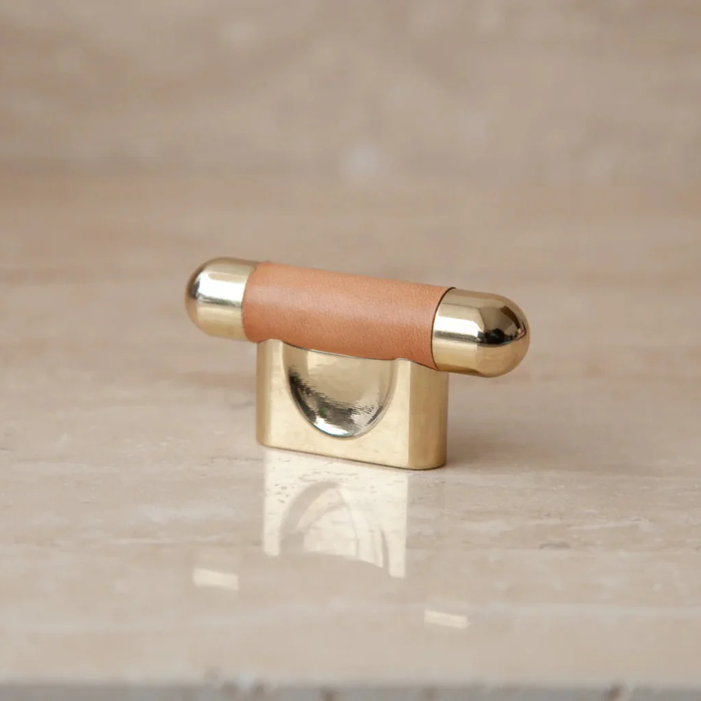 Mineral Leather Wrapped Metal Knob - Rockland Interiors Inc.