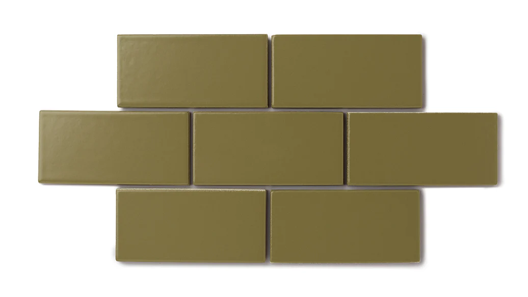 2x2 Straight Set Sheeted Natural Press Ceramic Mosaic Tile in Sap Green Matte - Rockland Interiors Inc.