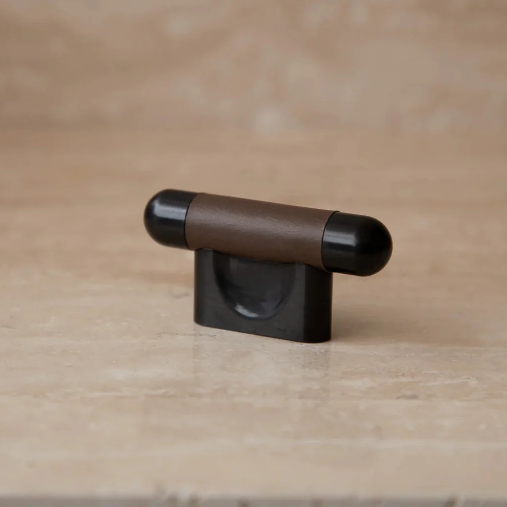 Mineral Leather Wrapped Metal Knob - Rockland Interiors Inc.