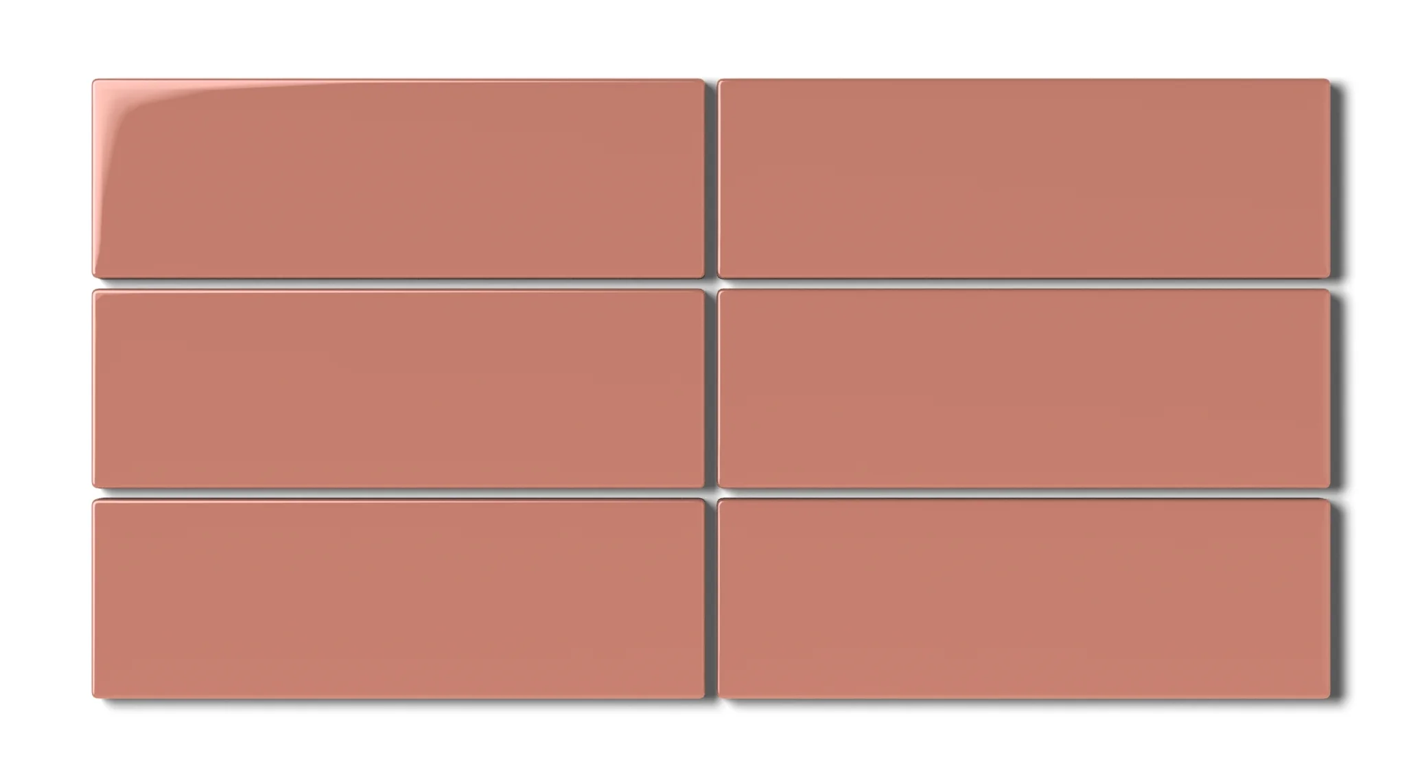 2x6 Natural Press Ceramic Tile in Madder Red Gloss - Rockland Interiors Inc.