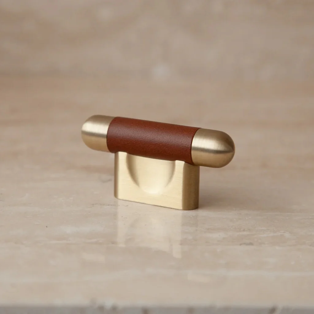 Mineral Leather Wrapped Metal Knob - Rockland Interiors Inc.