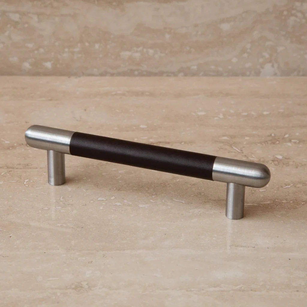 Mineral Leather Wrapped Metal Bar Pull - Rockland Interiors Inc.