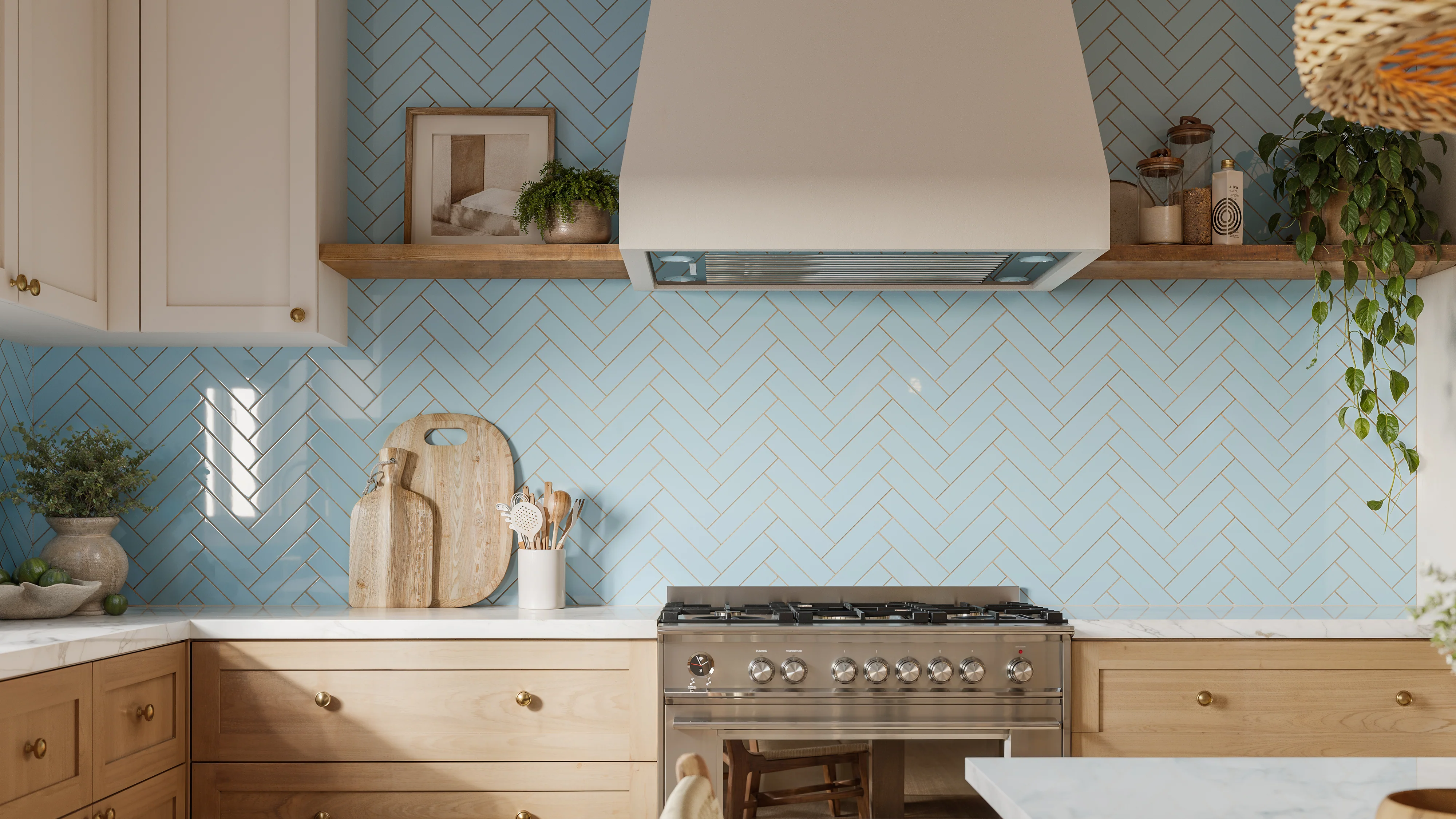 2x8 Natural Press Ceramic Tile in Egyptian Blue Gloss - Rockland Interiors Inc.