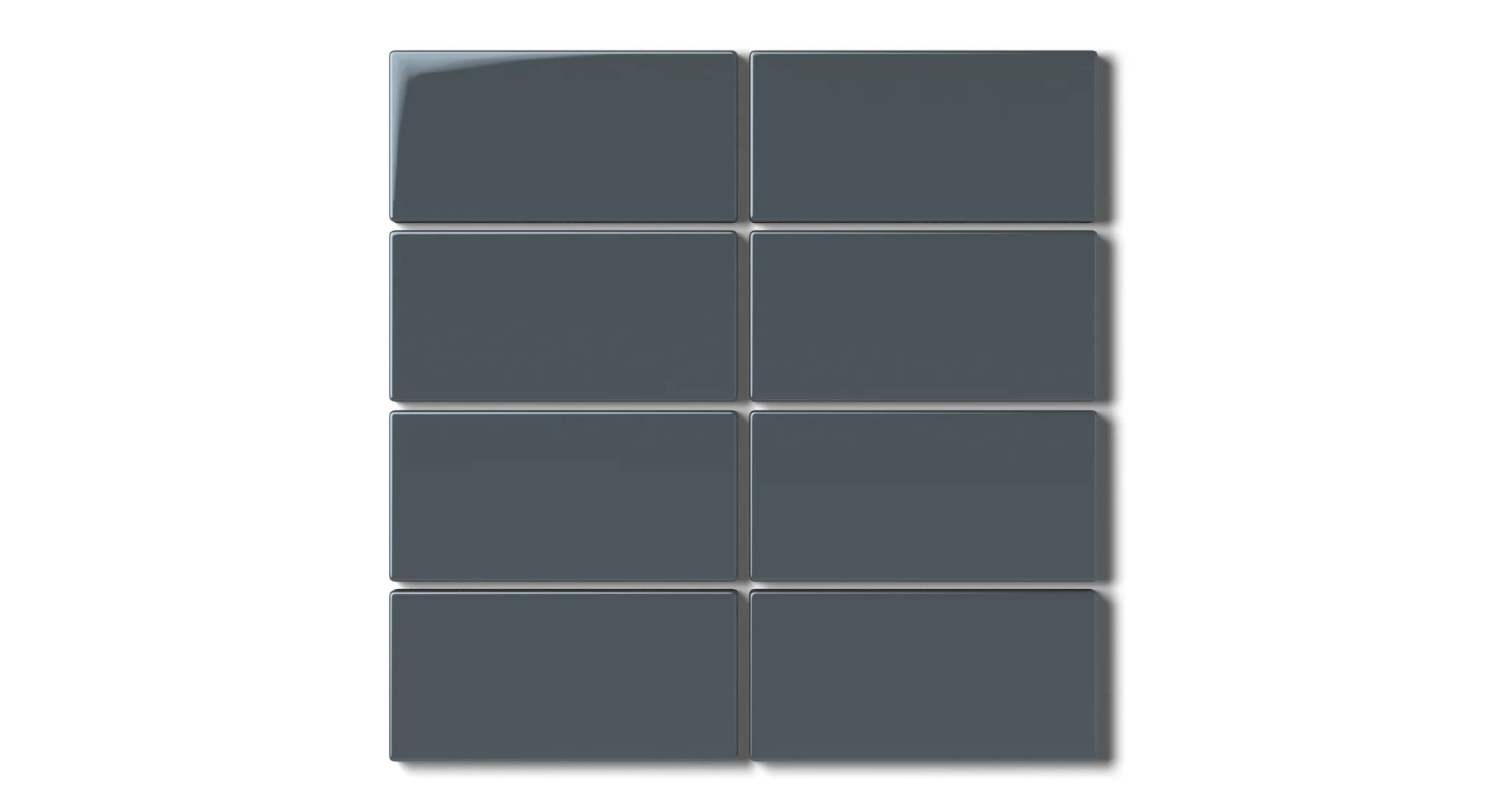 2x4 Straight Set Sheeted Natural Press Ceramic Mosaic Tile in Indigo Gloss - Rockland Interiors Inc.