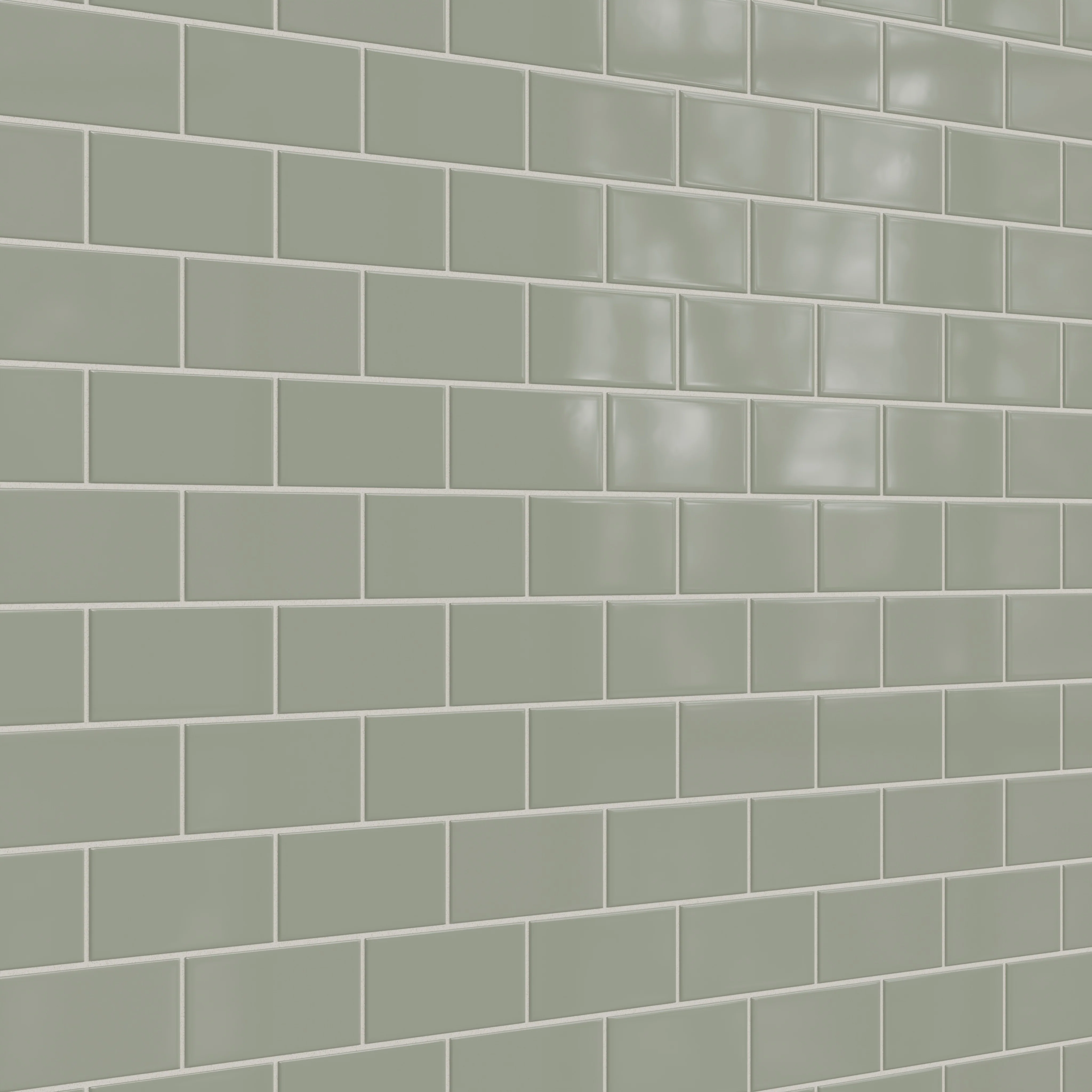 3x6 Natural Press Ceramic Tile in Terre Verte Gloss - Rockland Interiors Inc.
