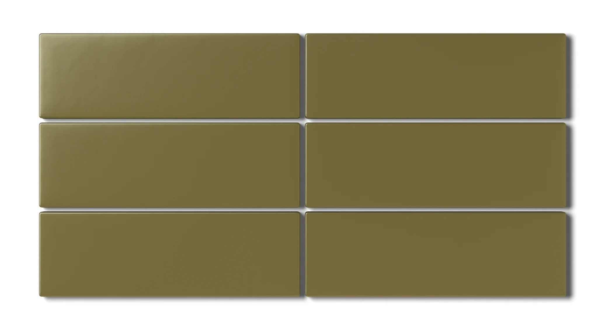 2x6 Natural Press Ceramic Tile in Sap Green Matte - Rockland Interiors Inc.