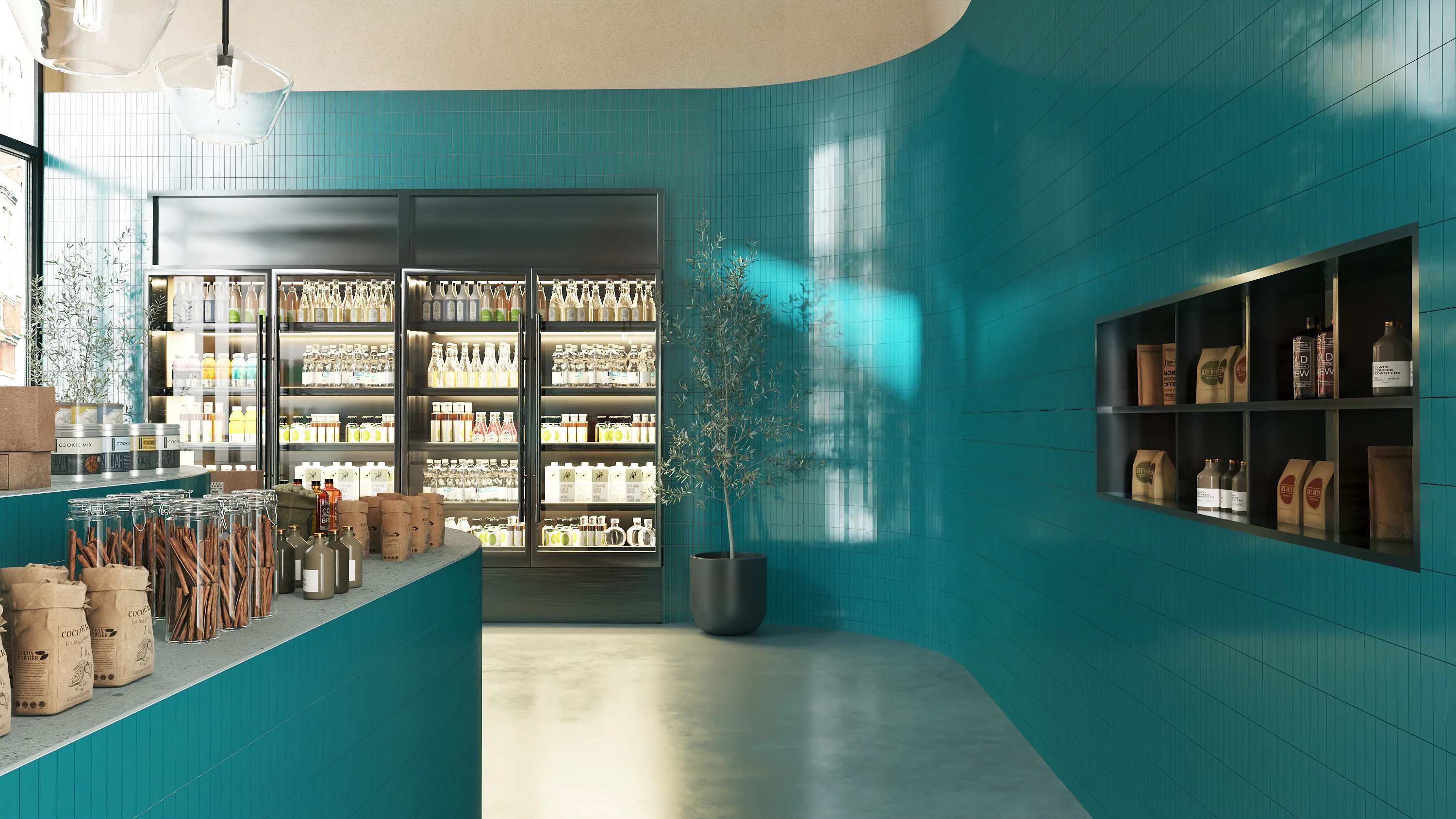 2x8 Natural Press Ceramic Tile in Maya Blue Gloss - Rockland Interiors Inc.