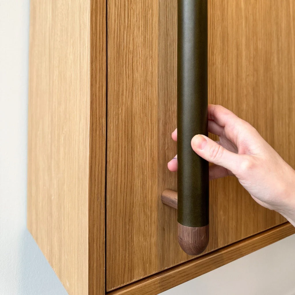 Chapman Wood Appliance Bar Pulls With Half Leather - Rockland Interiors Inc.