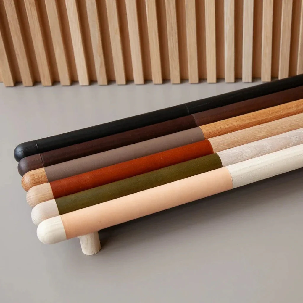 Chapman Wood Appliance Bar Pulls With Half Leather - Rockland Interiors Inc.