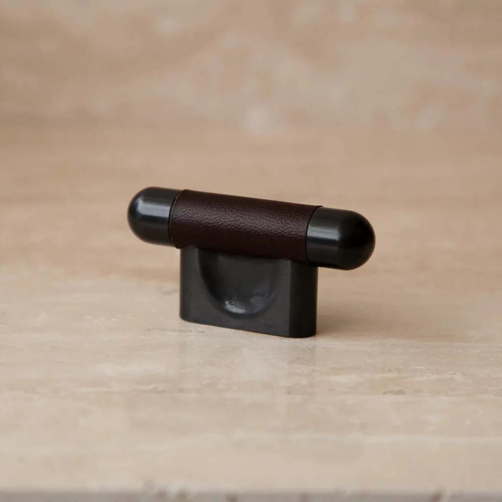 Mineral Leather Wrapped Metal Knob - Rockland Interiors Inc.