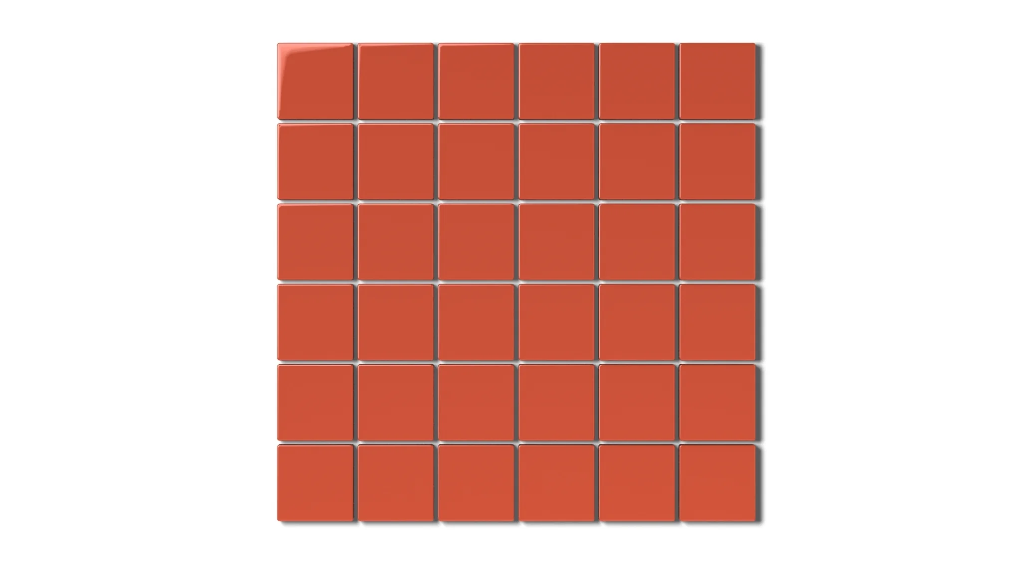 2x2 Straight Set Sheeted Natural Press Ceramic Mosaic Tile in Vermillion Gloss - Rockland Interiors Inc.