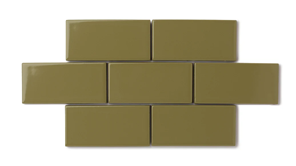 2x8 Natural Press Ceramic Tile in Sap Green Gloss - Rockland Interiors Inc.