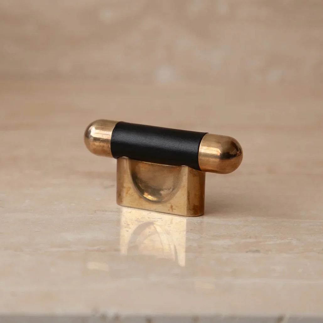 Mineral Leather Wrapped Metal Knob - Rockland Interiors Inc.