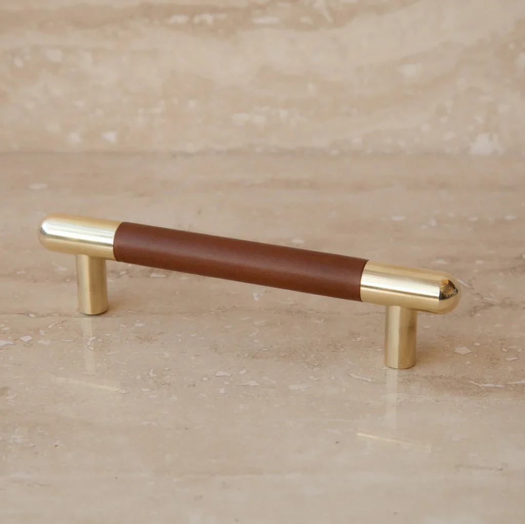 Mineral Leather Wrapped Metal Bar Pull - Rockland Interiors Inc.