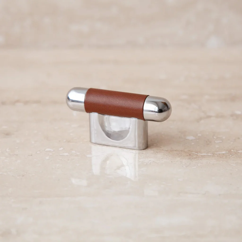 Mineral Leather Wrapped Metal Knob - Rockland Interiors Inc.