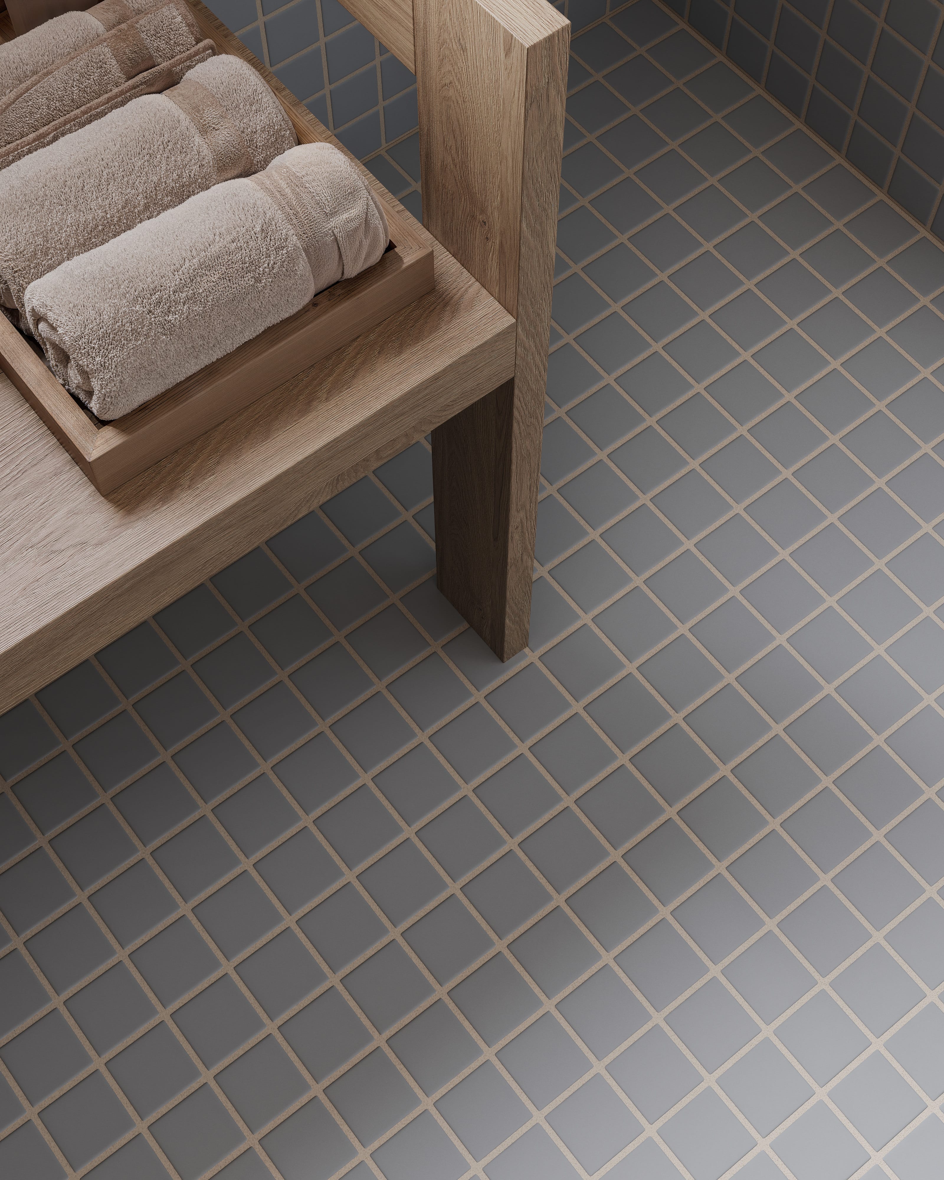 2x2 Straight Set Sheeted Natural Press Ceramic Mosaic Tile in Alberta Blue Matte - Rockland Interiors Inc.