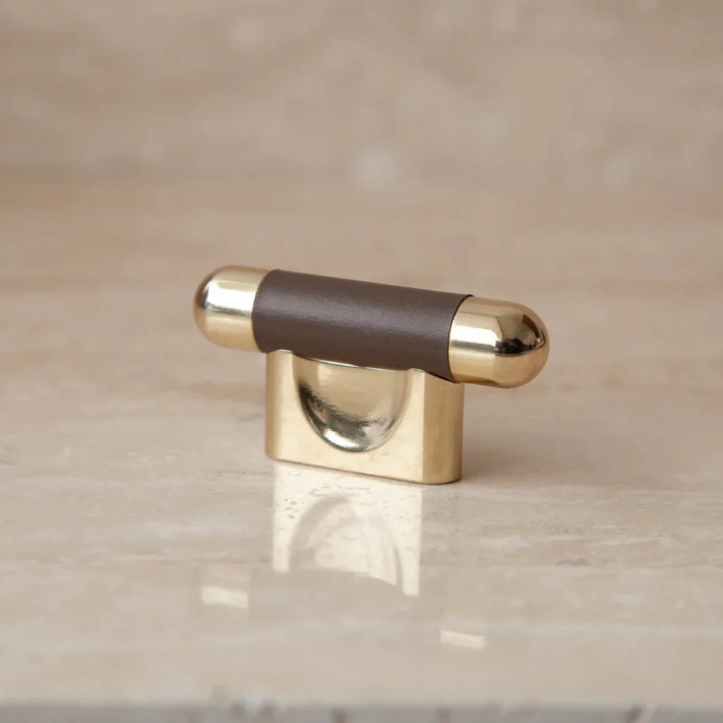 Mineral Leather Wrapped Metal Knob - Rockland Interiors Inc.