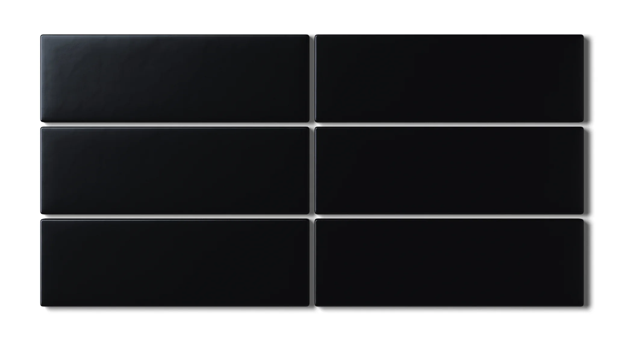 2x6 Natural Press Ceramic Tile in Bone Black Matte - Rockland Interiors Inc.